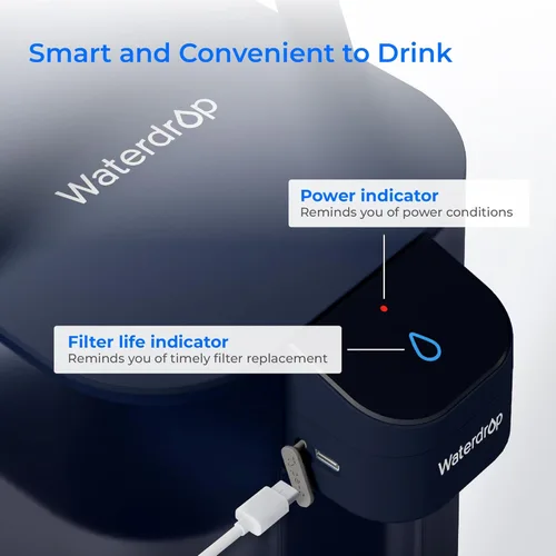 Miniatura 5 de Waterdrop ED01B - Jarra eléctrica con filtro de agua, reduce el 99.6% del plomo y más de 45 impurezas, capacidad de 15 tazas de 200 galones, Azul