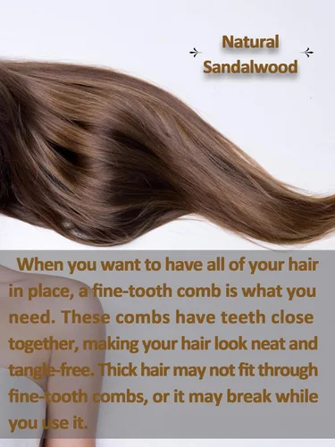 Miniatura 4 de Peine de sándalo verde afilado de dientes finos con asa, cepillo desenredante de pelo fino de madera para suavizar y peinar el cabello de precisión