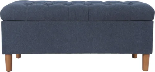 Homepop Decoración del hogar | Banco otomano de almacenamiento de botones Ainsley con tapa con bisagras | Banco otomano con almacenamiento para sala