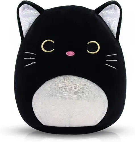 Miniatura 7 de Peluche de gato negro, animal de peluche Sakura con bordado Sakura en la cabeza, regalos de felpa suave para niños y niñas
