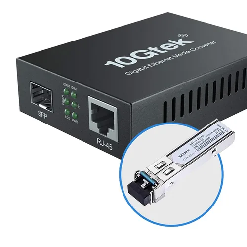 Miniatura 3 de 10Gtek un par de convertidores de medios bidi de Ethernet Gigabit, convertidor de fibra LC única de modo único a Ethernet RJ45 para X1