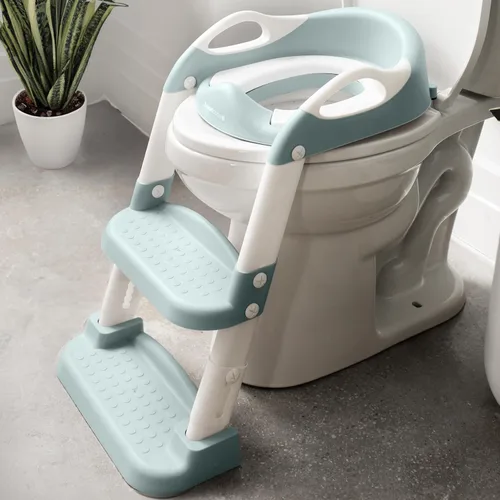 Jool Baby Asiento de Entrenamiento para Ir al Baño con Escalera de 2 Escalones para Niños Pequeños - Protector contra Salpicaduras, Altura Ajustable