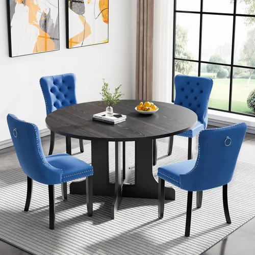 Miniatura 97 de Juego de mesa de comedor de mármol sintético blanco para 6 personas, juego de mesa de comedor extensible de 7 piezas de 63 a 78.74 pulgadas con 6