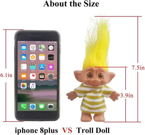 Miniatura 5 de Muñecas vintage Troll cromáticas adorables para colecciones, proyectos escolares, artes y manualidades, recuerdos de fiesta, 7.5 pulgadas de alto
