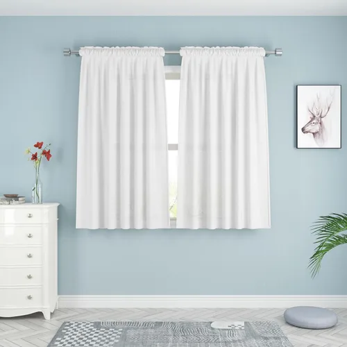 Miniatura 67 de UPOPO Cortinas de Niveles Beige Sobre Fregadero con Textura de Lino para Ventana de Cocina de 16 Pulgadas de Largo Caravana Privacidad Pequeñas