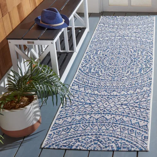 Miniatura 27 de SAFAVIEH Alfombra lavable para exteriores, colección Courtyard - Pasillo de 2.3 x 8 pies, color beige claro y marrón claro, no desprende pelusa