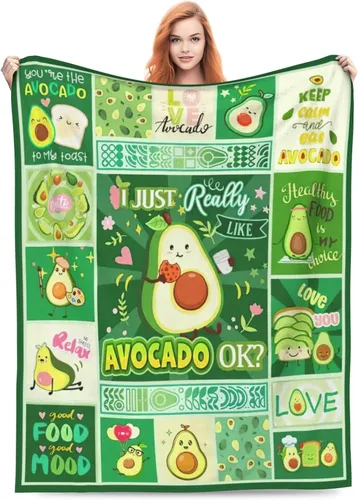 Miniatura 5 de SweetFox Manta de aguacate, divertida y bonita manta de decoración de aguacate, regalos para niñas y niños amantes, súper cálida, suave, ligera