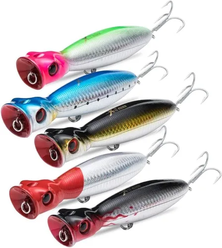 Miniatura 11 de KINGDOM 5 Colores Big Splash Long Casting Popper Pesca Señuelos 9.5/16/1.27 oz Flotante Agua Pesca Plugs 80/100/5.118 in Ruido Mejorado 3D Simulado