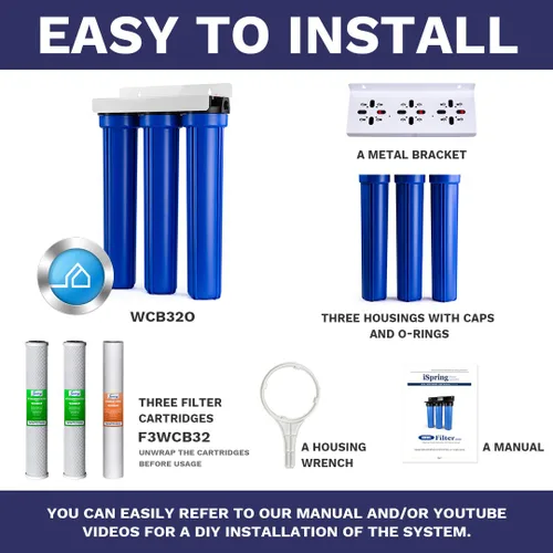 Miniatura 5 de iSpring Sistema de filtro de agua para toda la casa, altamente reduce hasta un 99% de cloro, sedimento, sabor, olor, sistema de filtración de agua