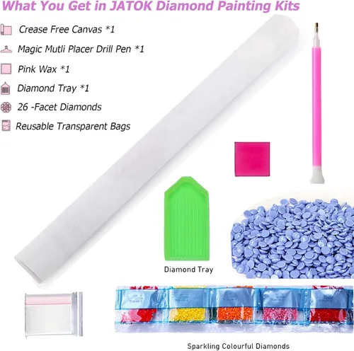 Miniatura 6 de JATOK Kits de pintura de diamantes del alfabeto para adultos, niños principiantes, arte de diamantes 5D, taladro redondo completo, arte de gema