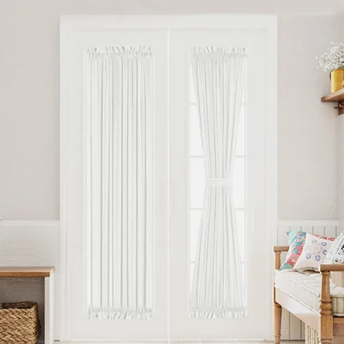 Miniatura 15 de Turquoize Elegantes cortinas de lino para puerta francesa, paneles de cortina de filtrado de luz, panel de lino con bolsillo para barra, panel