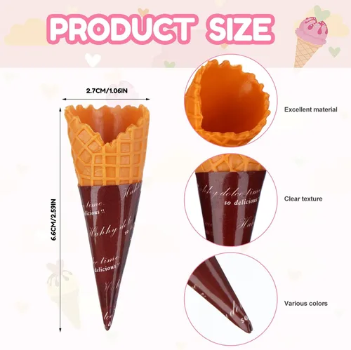 Miniatura 2 de 80 piezas de mini cono de helado artificial realista, adorable cono de helado de simulación, juego de comida, casa de muñecas, suministros