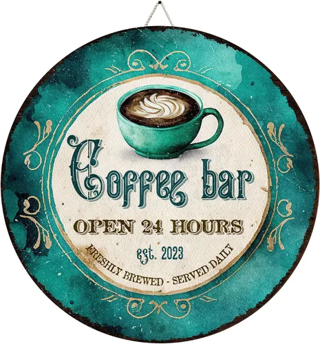 Miniatura 17 de Letrero de madera de barra de café personalizado, placa de pared para decoración de cocina, regalos personalizados para amantes del café, café 02