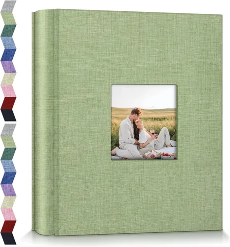 Miniatura 40 de Álbum de fotos popotop 4x6 - 100 fotos, libros de fotos con 100 bolsillos verticales, álbumes con cubierta de lino para fotos familiares, de boda