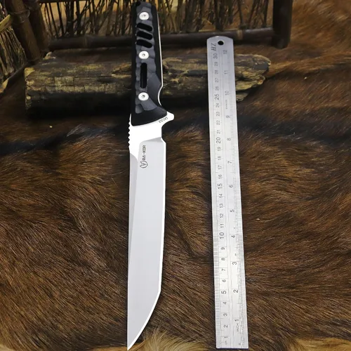 Miniatura 6 de BA-KOR Cuchillo de caza de espiga completa de 14.2 pulgadas (estilo japonés) - Cuchillo de supervivencia de acero DC53 de 0.315 in, mango y funda