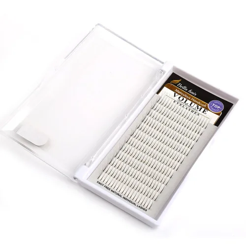 Miniatura 3 de Bella Hair Extensiones de pestañas rusas 3D con volumen, rizo C/D prefabricado, abanico de pestañas de volumen de 10/12/0.551 in de grosor, 0.003