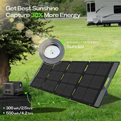 Miniatura 7 de ACACIA Panel solar portátil y biodegradable de 120 W para estación de energía de 300/500/1000/1500 W, cargador solar con soporte ajustable, célula