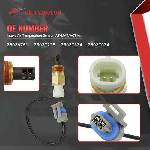 Miniatura 3 de OKAY MOTOR Sensor de temperatura del aire de admisión IAT/MAT/ACT Kit para 1985-2009 Buick Cadillac Chevy GMC Oldsmobile Pontiac 1.8L 2.0L 25036751
