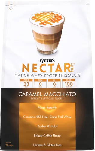 Miniatura 6 de Syntrax Nutrition Nectar Lattes, 100% proteína de suero aislado en polvo, capuchino, 2 libras