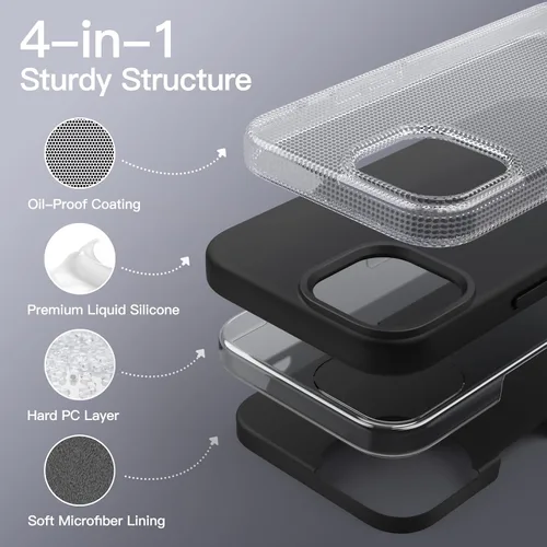 Miniatura 3 de JETech Funda de silicona para iPhone 12 Pro Max de 6.7 pulgadas, suave al tacto, funda protectora de cuerpo completo, a prueba de golpes con forro