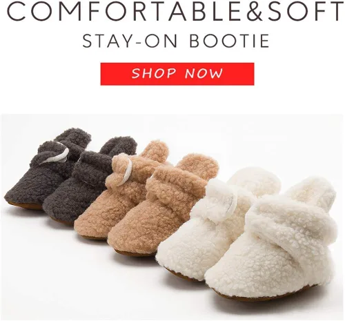 Miniatura 7 de HsdsBebe Unisex Newborn Baby Cotton Booties Non-Slip Sole for Toddler Boys Girls Infant Winter Warm Fleece Cozy Socks Shoes