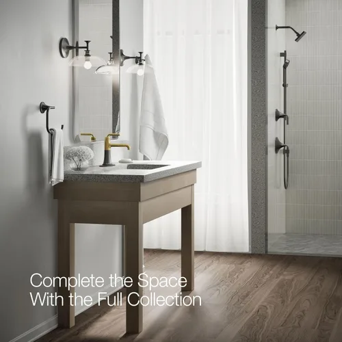 Miniatura 10 de Kohler 27415-4-BMB Tone™ Grifo de lavabo de baño monomando, 1.2 gpm, negro mate con latón moderno cepillado Negro mate/Bronce moderno