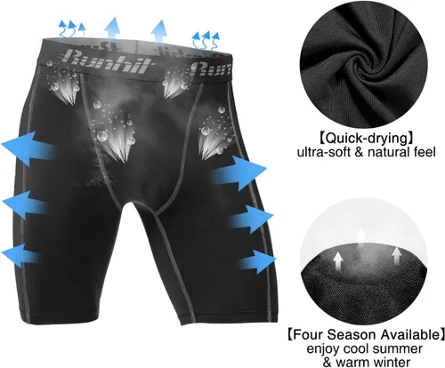 Miniatura 5 de Runhit - Pantalones cortos deportivos de compresión para hombre, de elastano para correr y entrenar