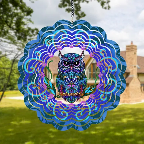 Miniatura 16 de Hilanderos de viento de metal de pavo real - Regalos para mujeres, mamá, abuela, esposa, hilandero de viento colgante para decoraciones