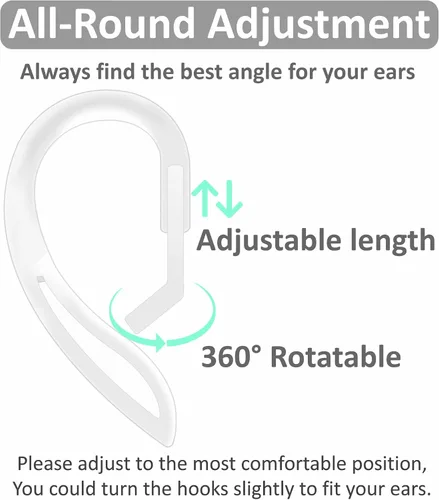Miniatura 3 de Kit de 4 pares antideslizantes compatibles con AirPods de 3ª generación, ganchos deportivos de silicona para las orejas y rotación de 360°, longitud