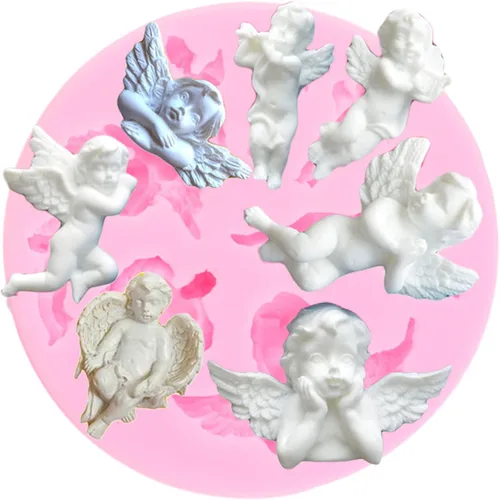 Miniatura 8 de ZiXiang Molde de silicona para bebé, alas de ángel, moldes para fondant, moldes de silicona de querubín de ángel para baby shower, decoración