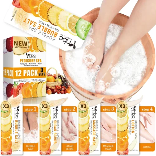 Miniatura 38 de Juego de spa de pedicura para pies, kit de pedicura para el hogar con sal de baño, loción hidratante de crema exfoliante para pies, cuidado de pies