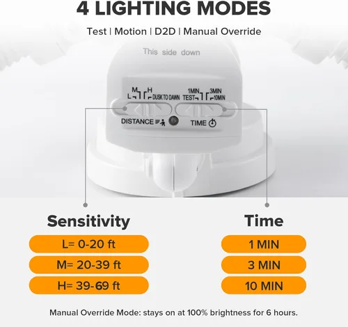 Miniatura 4 de UME Luces de Seguridad LED de 49W 5500LM con Sensor de Movimiento para Exteriores, 5000K Luz de Día, IP65 Resistente al Agua, del Atardecer al