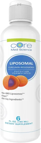 Core Med Science Suplemento líquido de curcumina liposomal + resveratrol, alta absorción, apoya una respuesta saludable a la inflamación para la