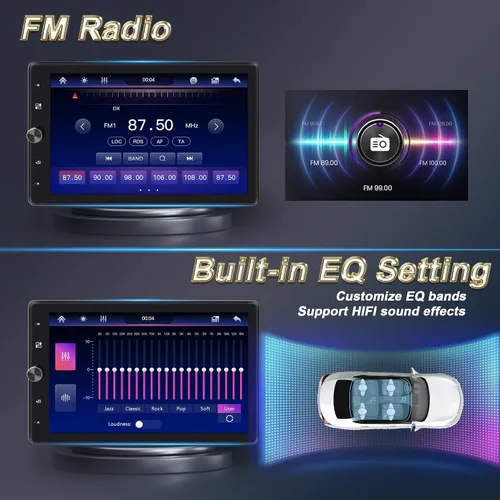 Miniatura 6 de Radio DIN única de 10.4 pulgadas inalámbrica Apple CarPlay con pantalla táctil IPS HD 1280 x 800 giratoria, radio para automóvil Android Auto