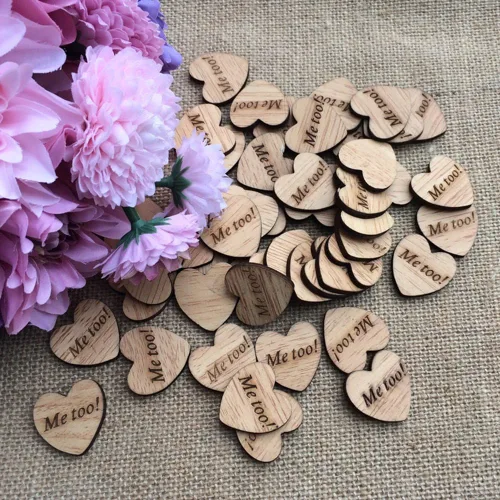 Miniatura 4 de 100 piezas de madera grabadas en madera con confeti de corazón para decoración rústica de mesa de boda, decoración dispersa para despedida