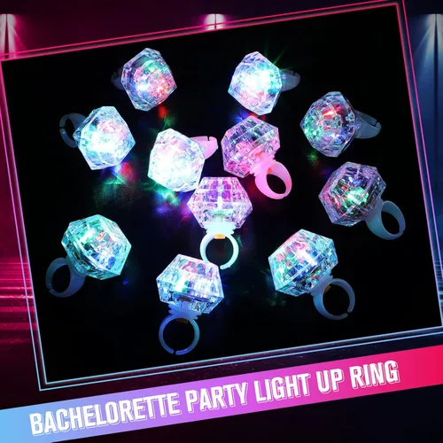 Miniatura 3 de Vicenpal Paquete de 50 anillos de luz LED intermitentes, operación de Navidad, despedida de soltera, decoración de fiesta, anillos de juguete de Luz