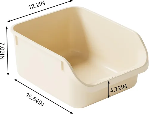 Miniatura 7 de Caja de arena para gatos con lados altos, antisalpicaduras para gatos de interior, cajas de arena para gatos de entrada baja (blanco)