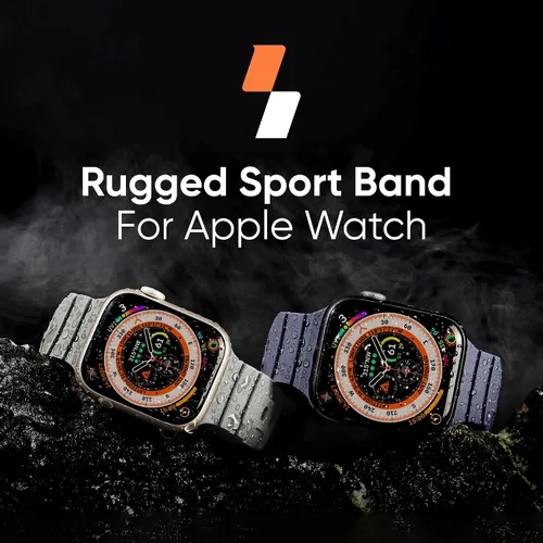Miniatura 6 de Suitisbest Correa deportiva de silicona gris para Apple Watch para hombre, impermeable, resistente a los arañazos, 0.827 in de ancho Azul Gris/Gris