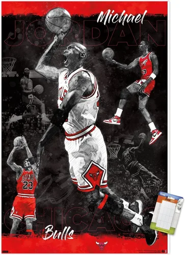Miniatura 12 de Trends International Michael Jordan - Póster de pared de bosquejo, 14.725 x 22.375 pulgadas, versión enmarcada de madera de granero