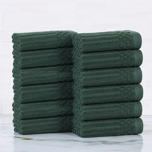 Miniatura 84 de Superior Juego de 6 toallas de algodón sólido y acanalado, toallas de cara de 13 x 13 pulgadas, toallas de mano de 16 x 28 pulgadas, toallas de baño