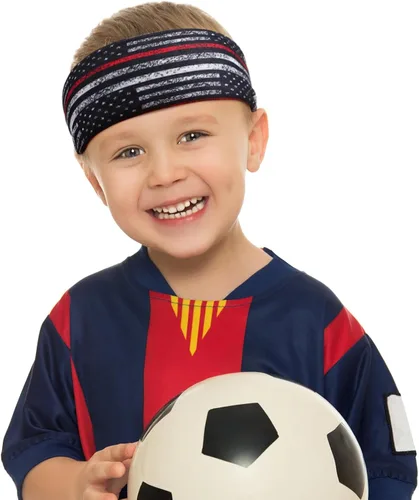 Miniatura 5 de Sratte 10 diademas atléticas para niños, bandas de sudor que absorben la humedad, bandas deportivas para niños de 16 pulgadas, banda elástica