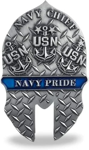 Miniatura 3 de Moneda de desafío militar de la USN Navy Thin Blue Line Lives Vive Regalo de veterano