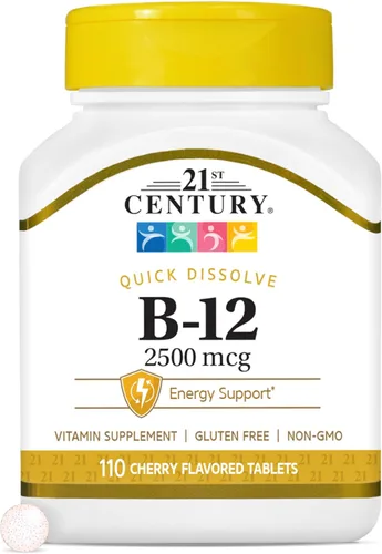 21st Century B 12 tabletas sublinguales de 2500 mcg, 110 unidades