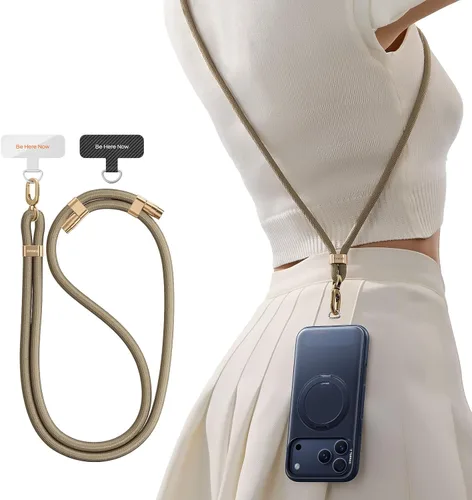 TORRAS Correa cruzada para teléfono con 2 pestañas para teléfono, correa ajustable antirrobo para iPhone 17 Pro Max, hebillas de metal premium,