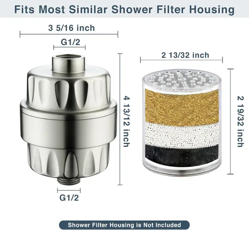 Miniatura 6 de BRIGHT SHOWERS Filtro de ducha, filtro de cabezal de ducha de alto rendimiento, filtración de 3 etapas para eliminación de agua dura y cloro, mejora