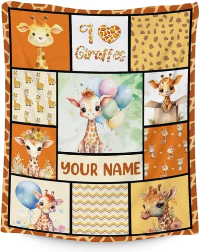 Miniatura 24 de Manta de jirafa para regalo, 30 x 40 pulgadas, bonita manta para adultos y niños, mantas amarillas de felpa suave para sofá, oficina
