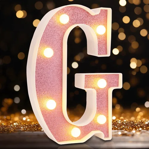 Miniatura 31 de Letras pequeñas de marquesina LED, letras iluminadas, letras LED de 8.58 pulgadas, letrero iluminado a pilas para mesa, fiesta, cumpleaños