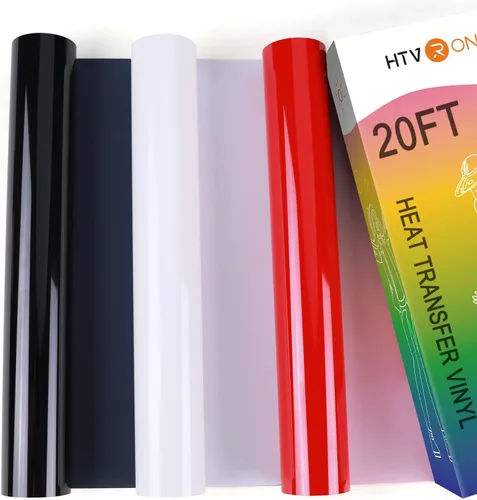 Miniatura 72 de HTVRONT Rollo de vinilo HTV negro, 10 pulgadas x 6 pies, transferencia de calor 3D para camisetas, Cricut y Cameo, fácil de cortar, desmalezar