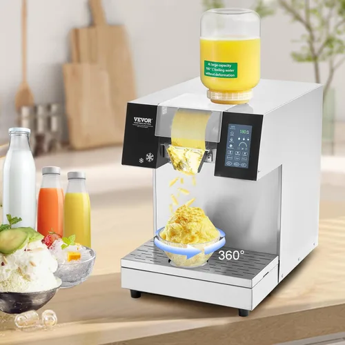 Miniatura 8 de VEVOR Máquina de hielo comercial de copo de nieve, máquina de hielo de copo de nieve de 397 libras/24 horas, máquina de afeitar de hielo de acero