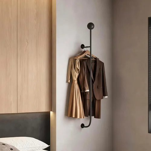 Miniatura 3 de 58.2 pulgadas-Boutiques Perchero de ropa montado en la pared Percheros de pared Barra colgante Percheros Organizador Organizador Sistema colgante